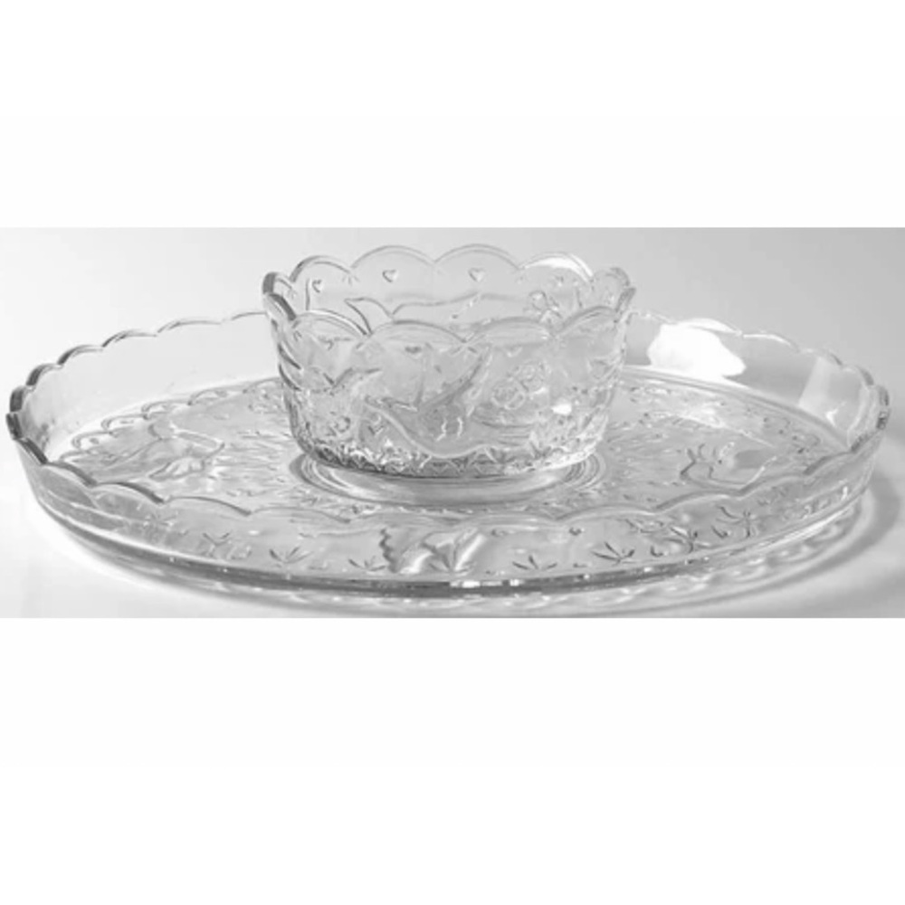 Vintage Spring Garden Chip & Dip Set by INDIANA GLASS